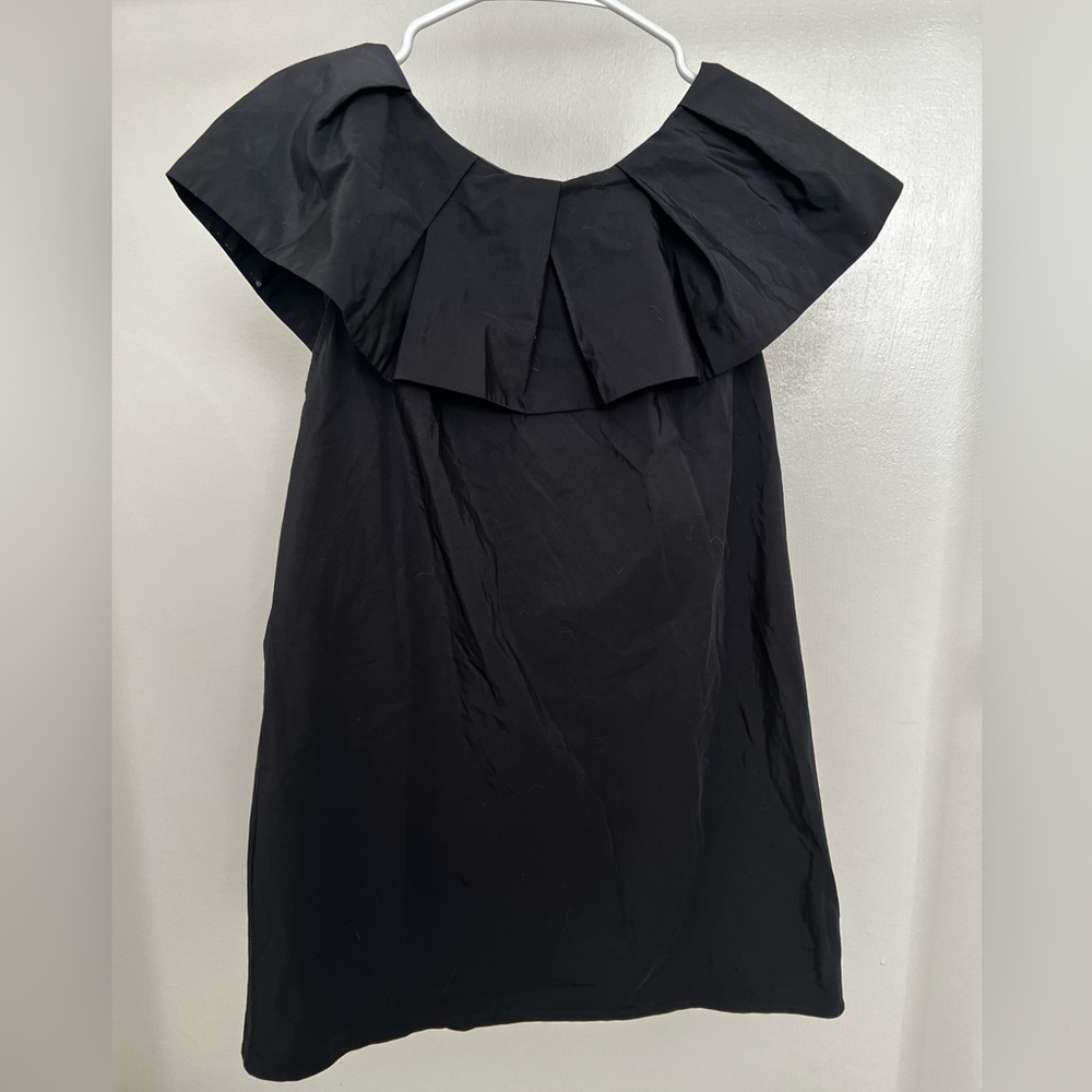 Club Monaco Black Ruffled Sleeveless Blouse